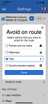 Despite being set to avoid Toll roads the App only suggest Toll riutes