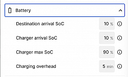 Possible to set the default percentage to get to charging station