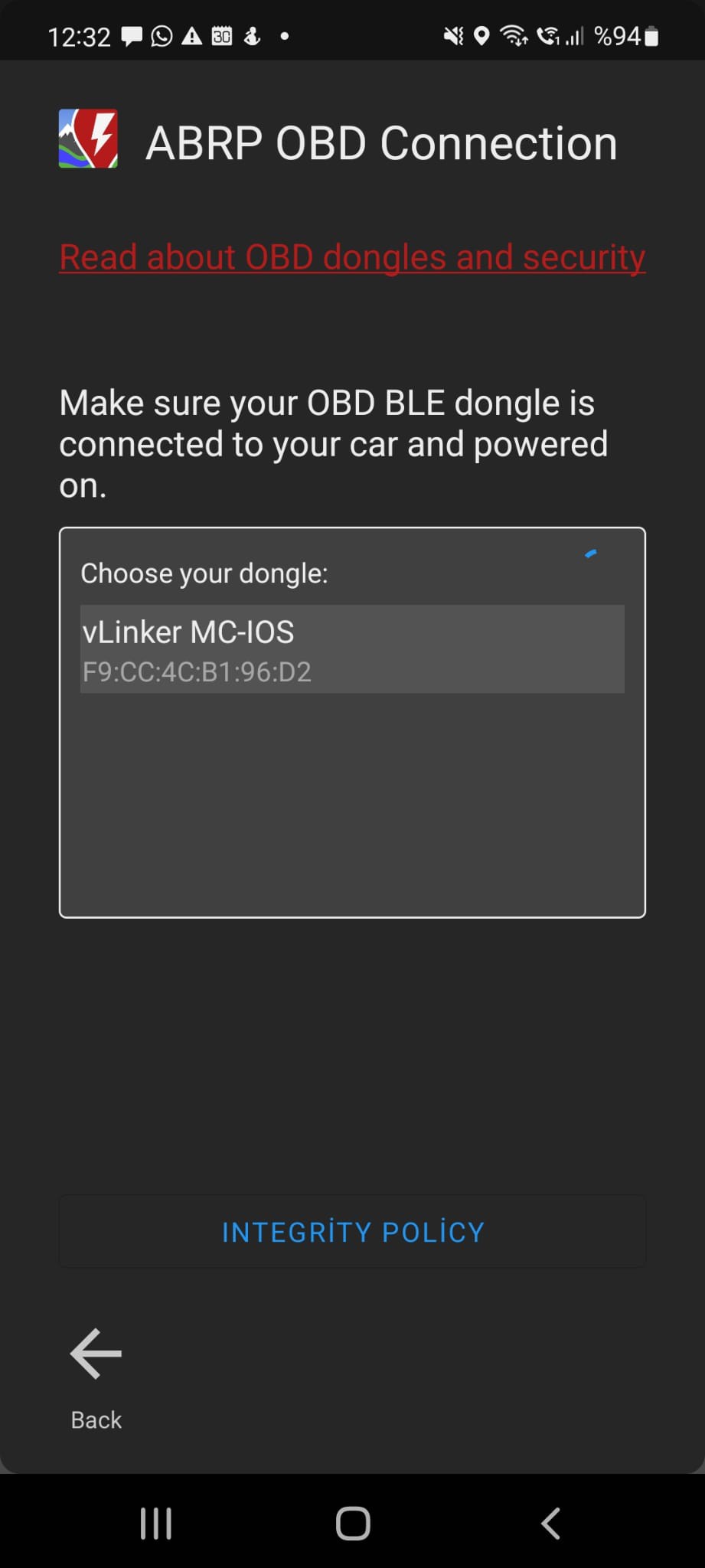 Vlinker MC-Android option not showing in the bluetooth connections list -  Report a Bug - A Better Routeplanner