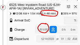 Rivian Vehicle + Rivian Adventure Network shows 50kW instead of 200kW
